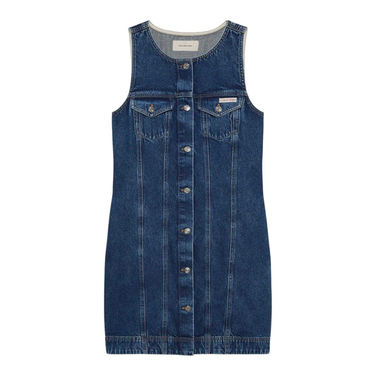 Blue - Front - Calvin Klein Womens-Ladies Denim Mini Dress