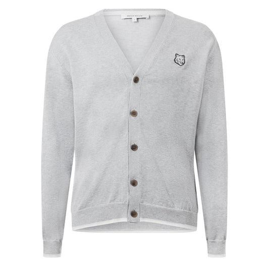 Grey - Front - Maison Kitsuné Mens Fox Head Cardigan