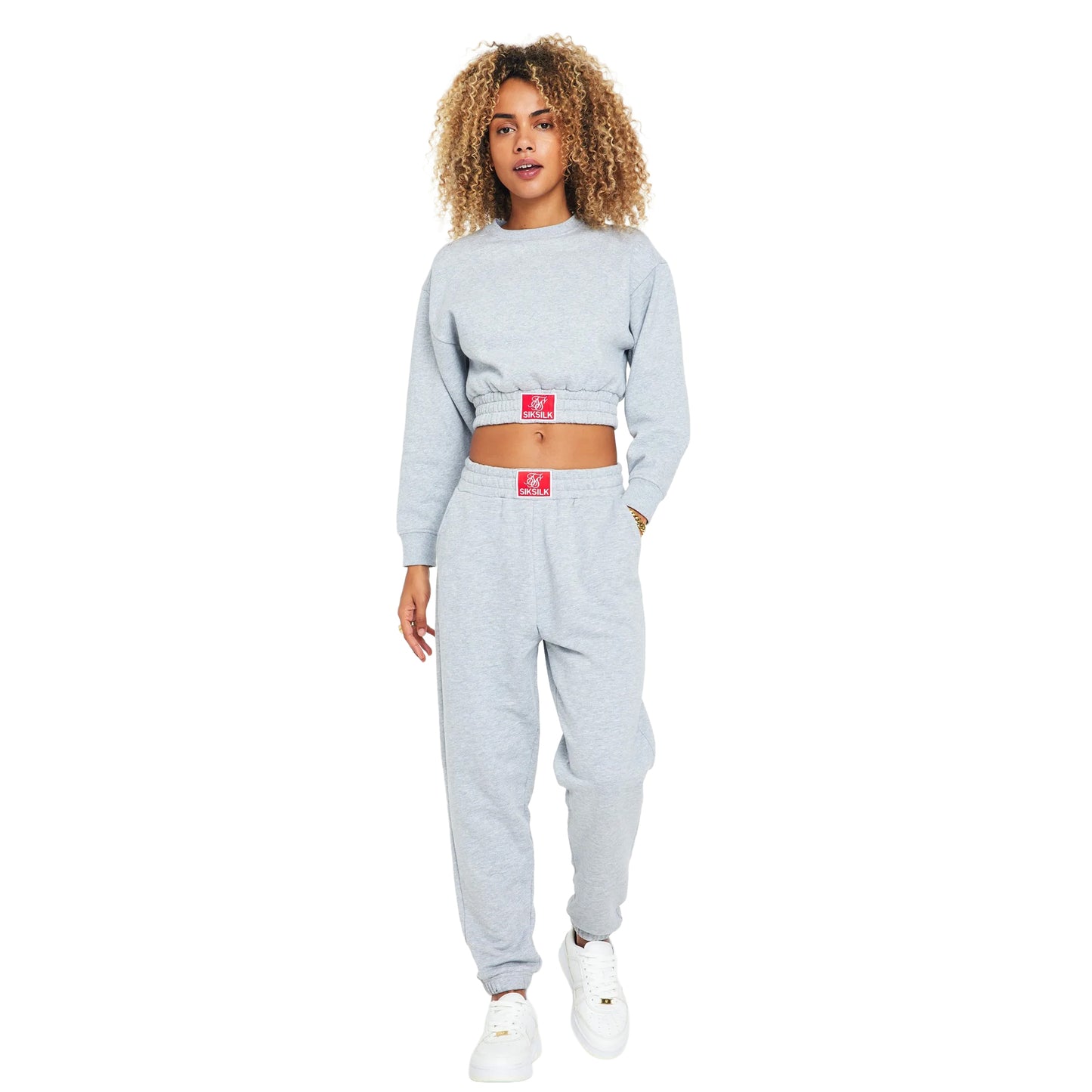 Grey Marl - Lifestyle - SikSilk Womens-Ladies Crop Sweatshirt