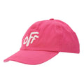 Pink - Side - Off White Childrens-Kids Rounded Baseball Cap
