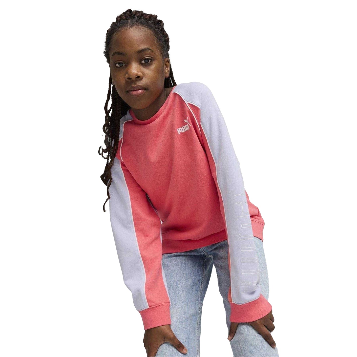 Puma Black - Pack Shot - Puma Childrens-Kids Sportstyle Relaxed Fit Raglan Long-Sleeved Sweatshirt
