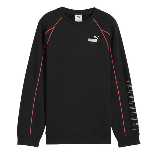 Puma Black - Front - Puma Childrens-Kids Sportstyle Relaxed Fit Raglan Long-Sleeved Sweatshirt