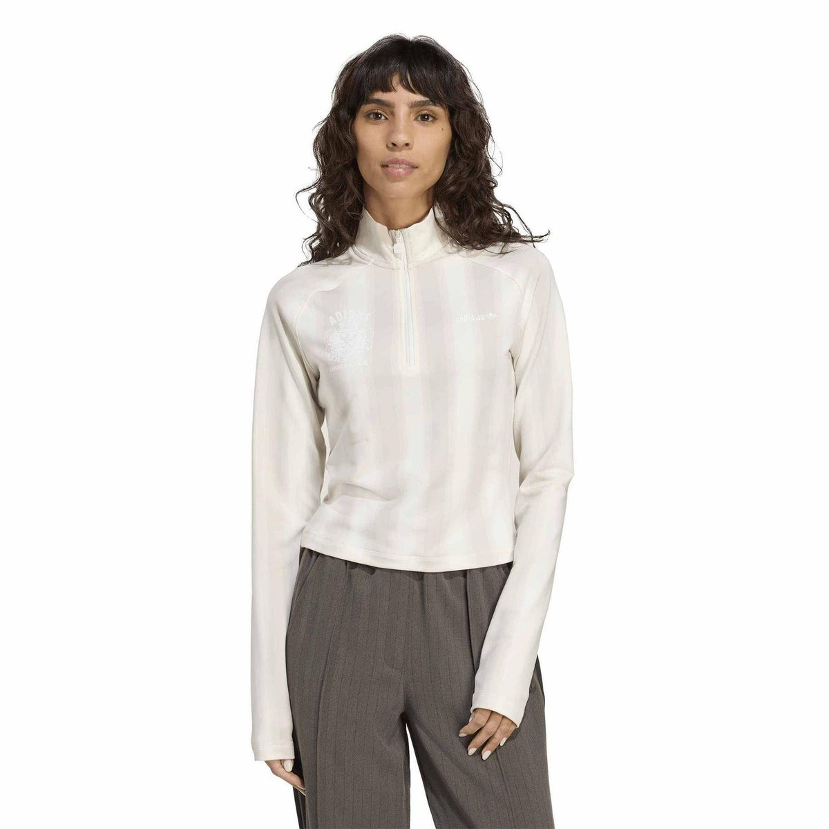 Off White - Lifestyle - Adidas Womens-Ladies High-Neck Crop Top