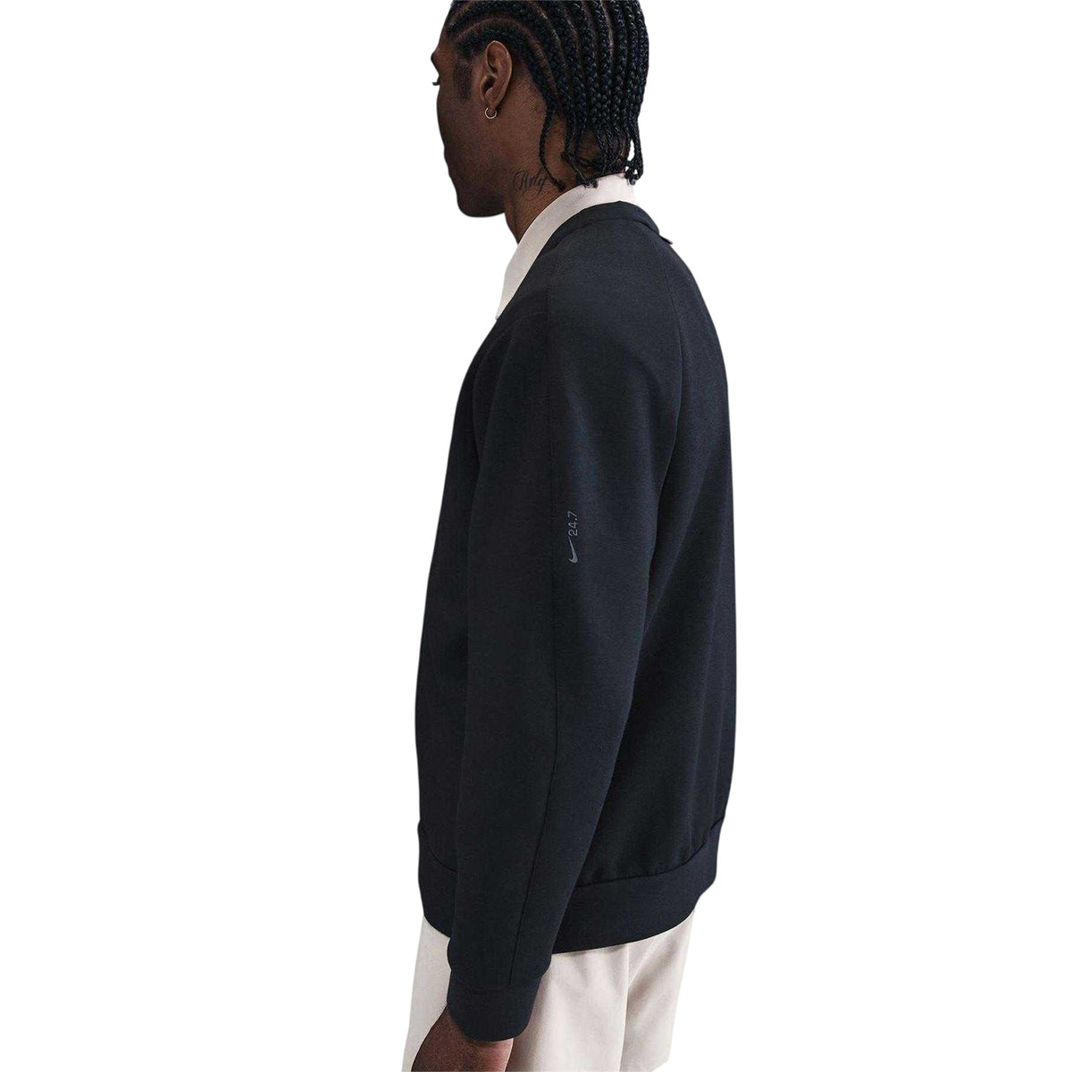 Black - Side - Nike Mens Raglan Long-Sleeved Cardigan