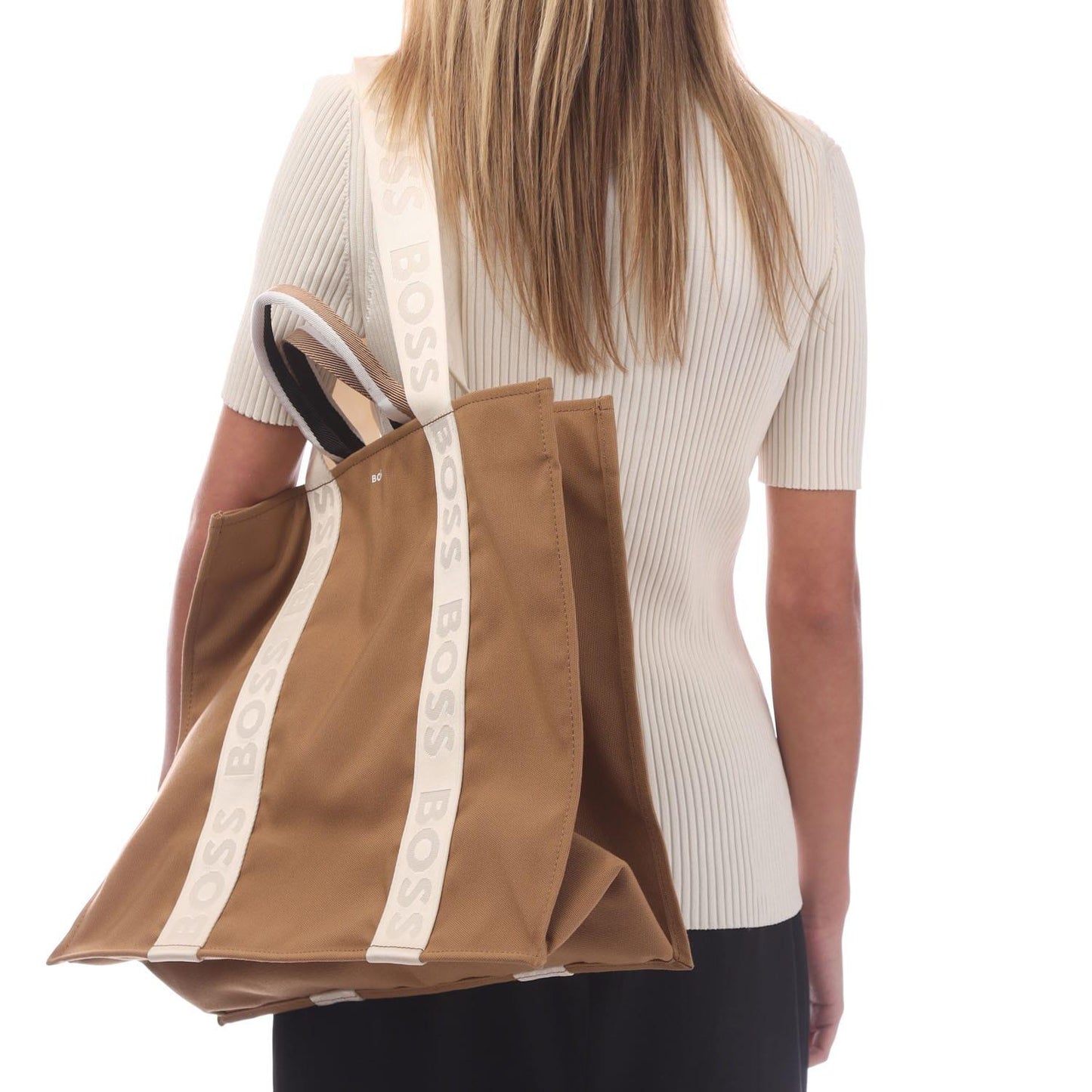 Beige - Side - Hugo Boss Deva Shopper Bag