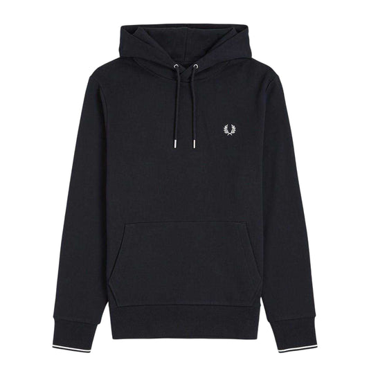 Navy - Front - Fred Perry Mens Logo Hoodie