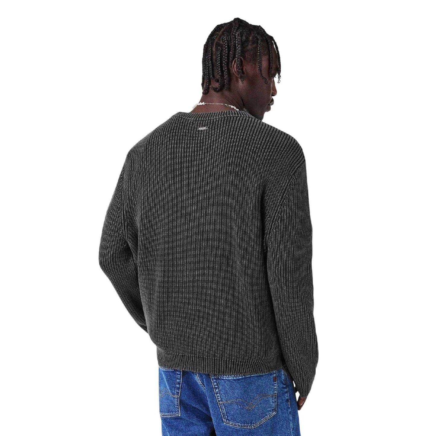 Washed Black - Lifestyle - Belier Mens Ribbed Crew Neck Jumper