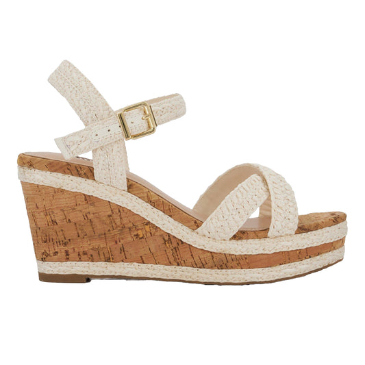 White - Front - Dune London Womens-Ladies Kelisa Raffia Flatform Wedge Sandals