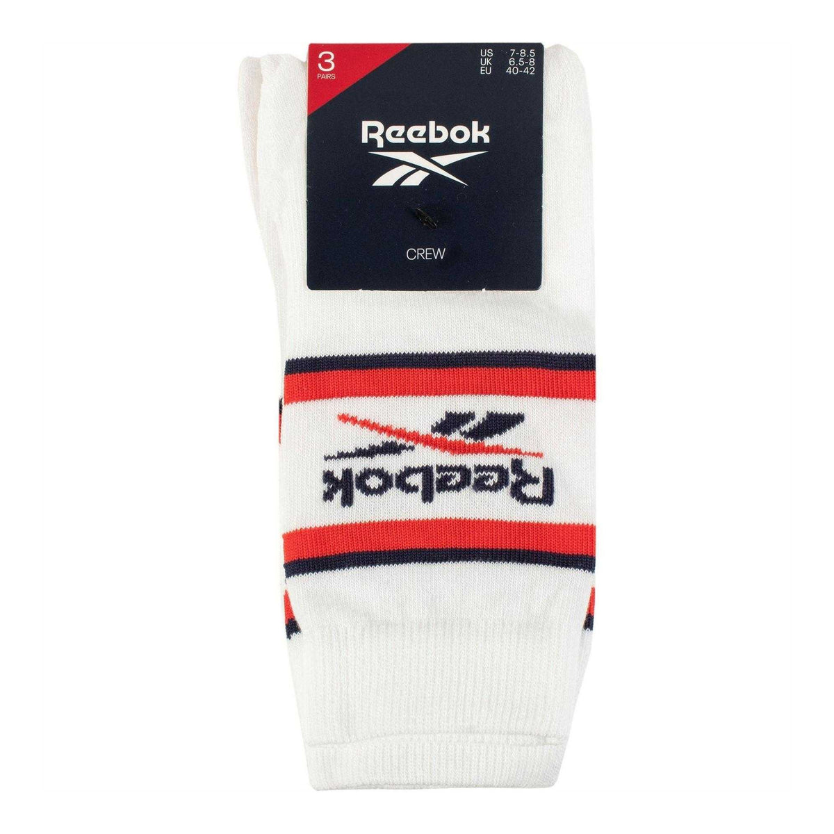 White - Back - Reebok Unisex Adult Striped Crew Socks (Pack of 3)