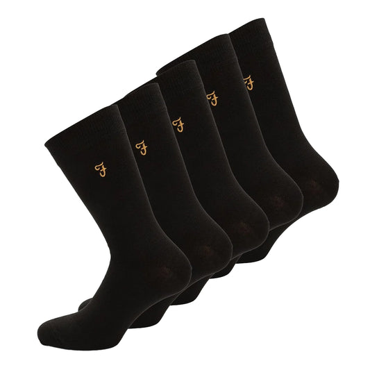 Black - Front - Farah Mens Kinley Dress Socks (Pack of 5)