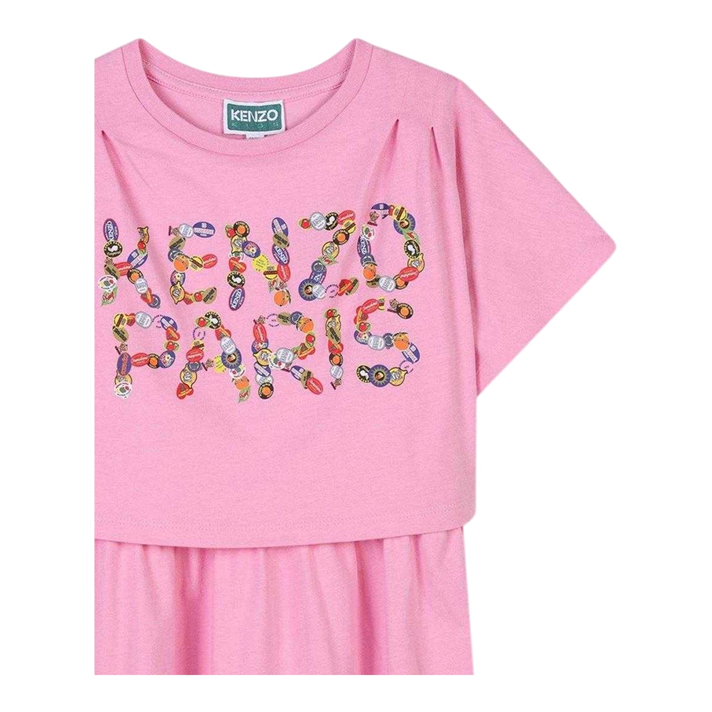 Pink - Side - Kenzo Girls Logo T-Shirt Dress