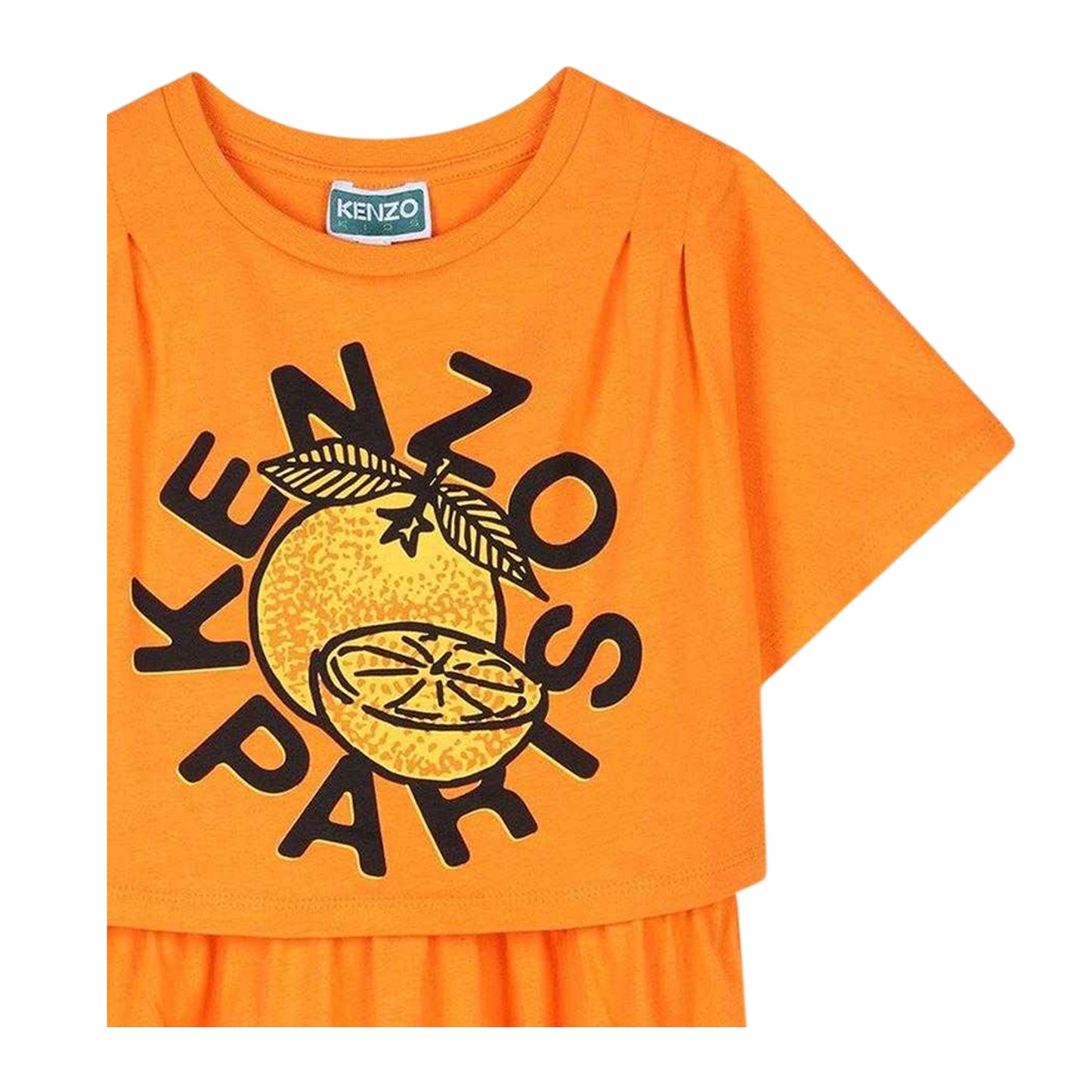 Orange - Side - Kenzo Girls Logo Relaxed Fit T-Shirt Dress
