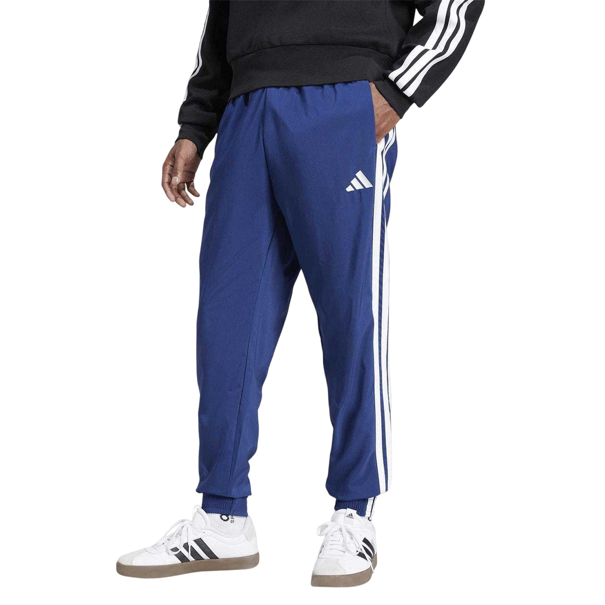 Dark Blue-White - Side - Adidas Mens 3S Tracksuit Bottoms