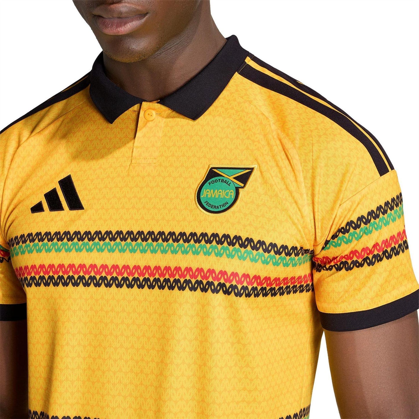 Gold-Green - Pack Shot - Adidas Mens Bob Marley Jamaica Home Shirt