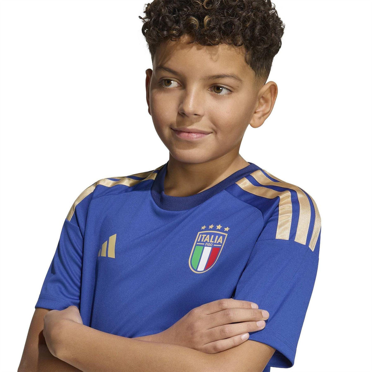 Blue-White - Pack Shot - Adidas Childrens-Kids Italy Football Jersey
