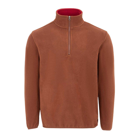 Brown - Front - Donnay Mens Quarter Zip Fleece Jacket
