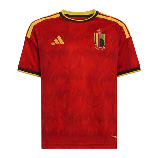 Red-Gold - Front - Adidas Childrens-Kids World Cup 2026 Belgium Home Shirt