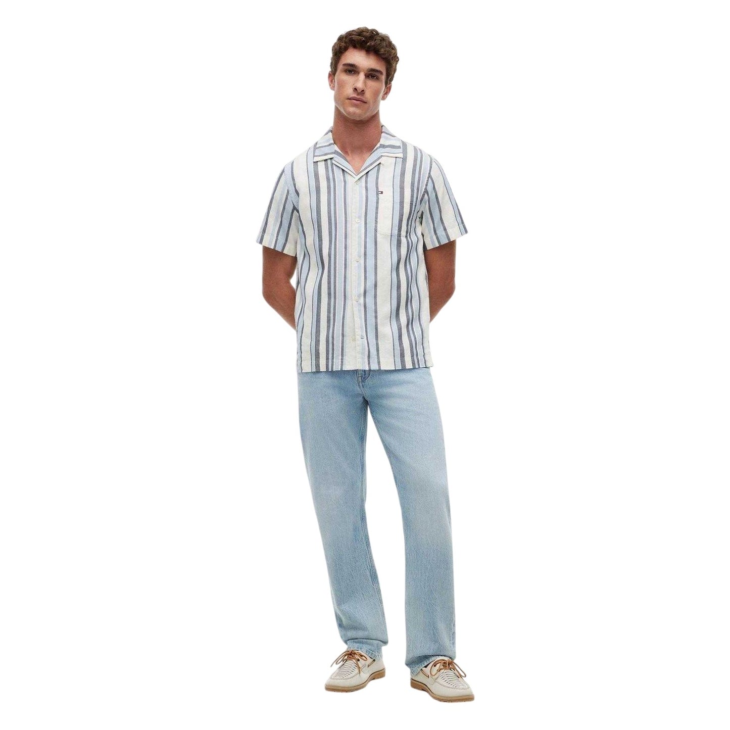 Carbon-Navy - Lifestyle - Tommy Hilfiger Mens Striped Short-Sleeved Shirt