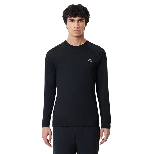 Black - Side - Lacoste Mens Stretch Slim Sport T-Shirt