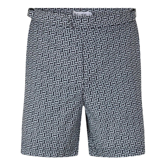 Black - Front - Belier Mens Chain Print Swim Shorts