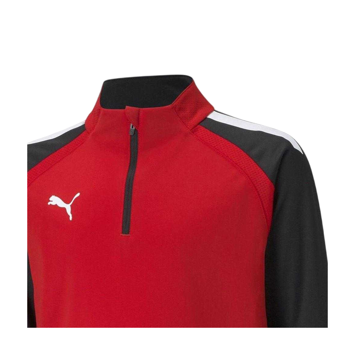 Red - Side - Puma Childrens-Kids TeamLIGA Quarter Zip Fleece Top