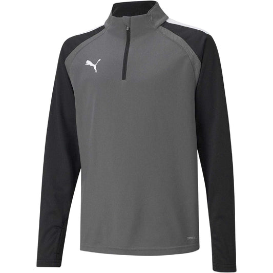 Grey - Front - Puma Childrens-Kids TeamLIGA Quarter Zip Fleece Top