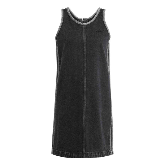 True Black - Front - Adidas Womens-Ladies 3 Stripes Denim Mini Dress