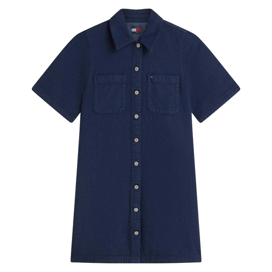 Mid Denim - Front - Tommy Jeans Womens-Ladies A-line Dress