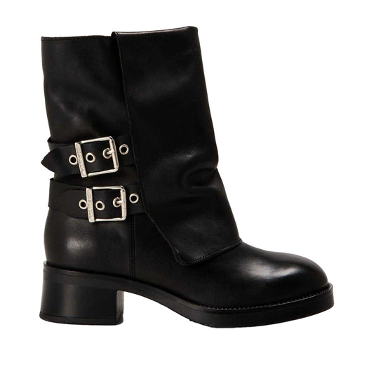 Black - Front - Steve Madden Womens-Ladies Bonfire Trench Metallic Block Heel Ankle Boots