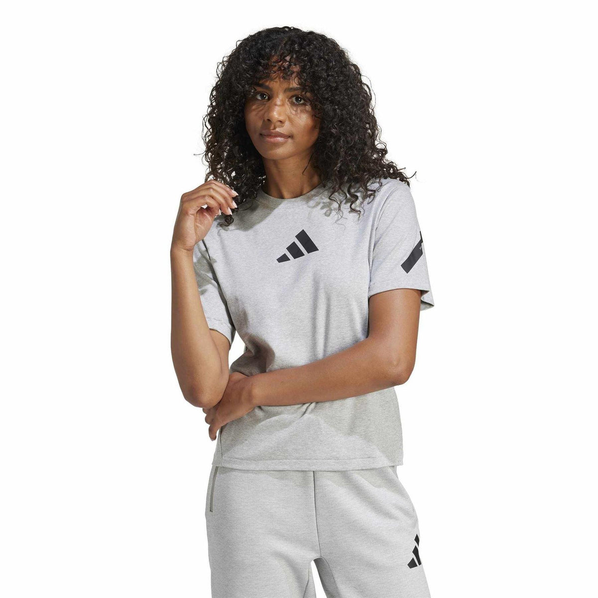Medium Heather Grey - Pack Shot - Adidas Womens-Ladies Z.N.E. Logo T-Shirt