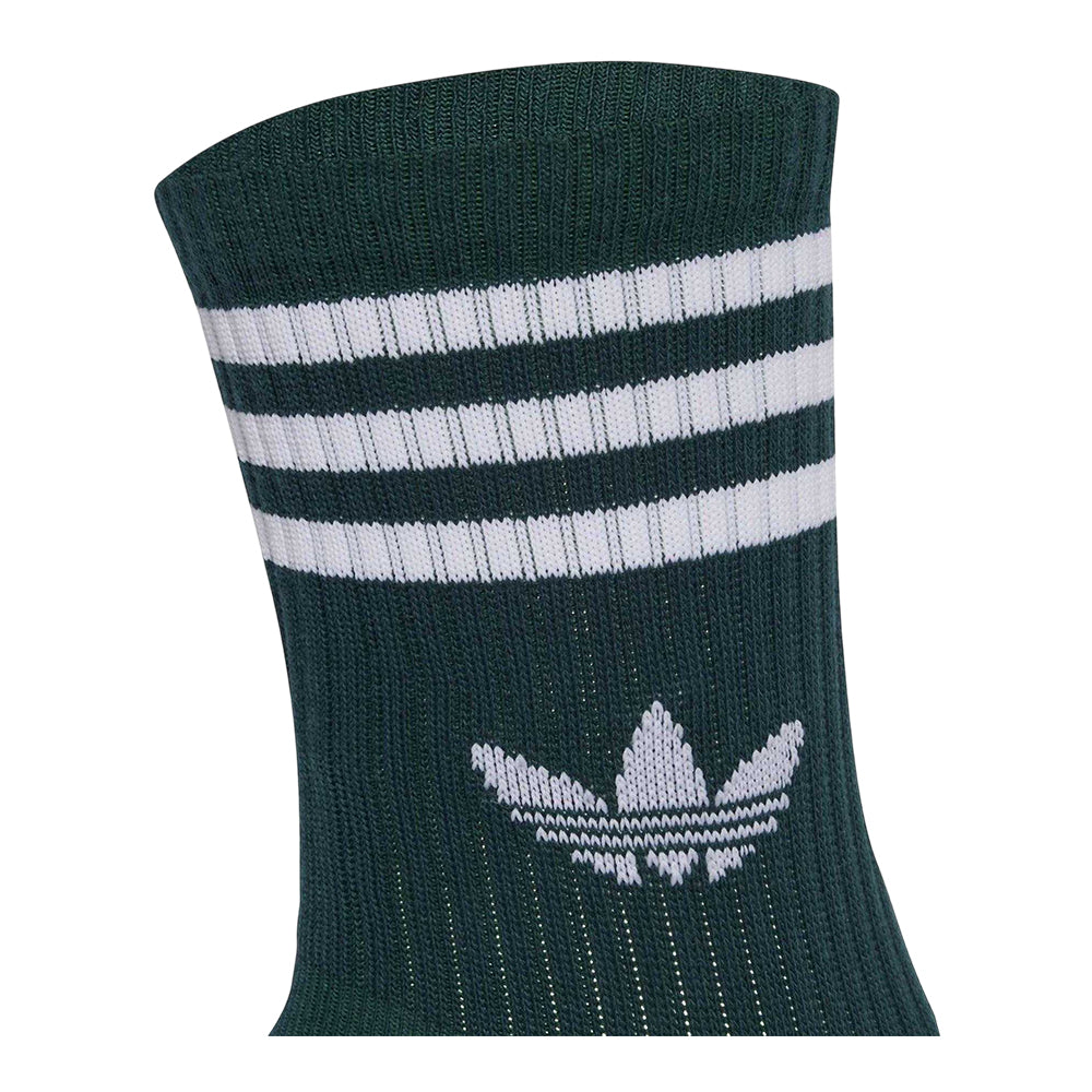 Maroon-Ivy - Side - Adidas Childrens-Kids 3 Stripes Crew Socks (Pack of 3)