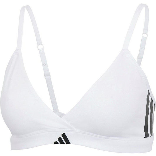 White - Front - Adidas Womens-Ladies Triangle Cotton Bralette