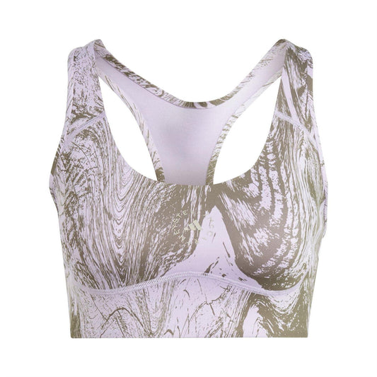 Purple - Front - Adidas Womens-Ladies Marble Effect Cropped Sports Bra