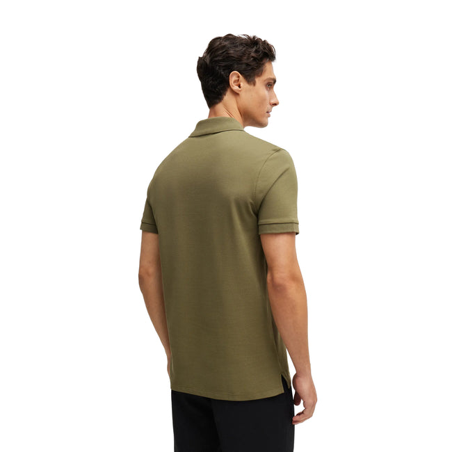 Khaki Green - Back - Hugo Boss Mens Pallas Cotton Polo Shirt