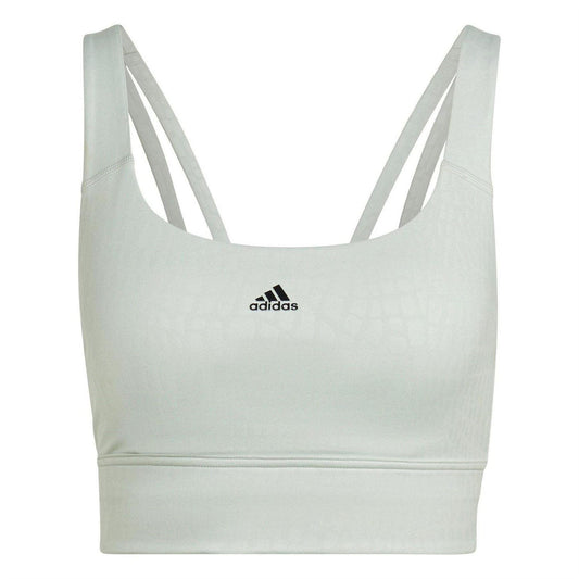 Green - Front - Adidas Womens-Ladies Medium Support Longline Training Sports Bra
