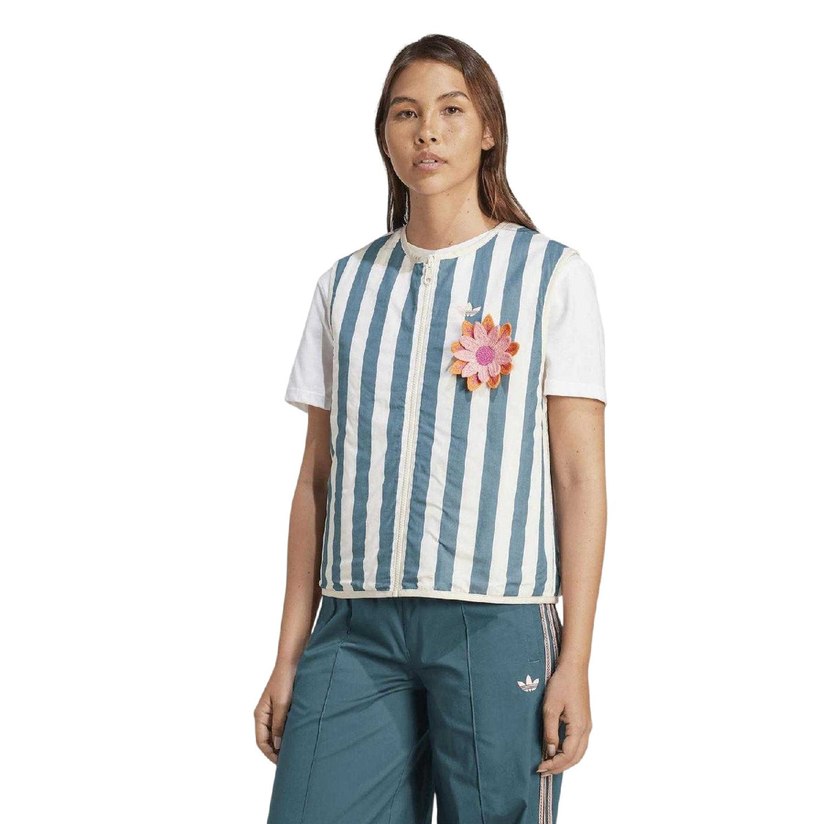 Wonder White - Lifestyle - Adidas Womens-Ladies Stripe Gilet