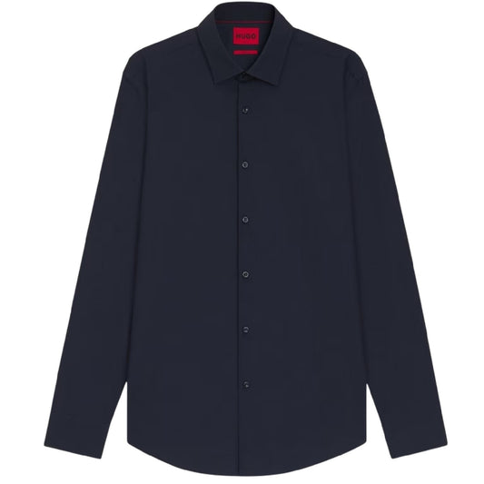 Navy - Front - Hugo Mens Plain Long-Sleeved Shirt