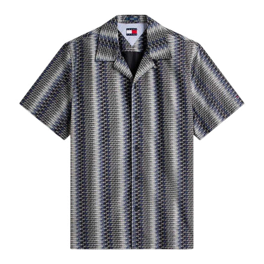 Black - Front - Tommy Jeans Mens All-Over Print Short-Sleeved Shirt