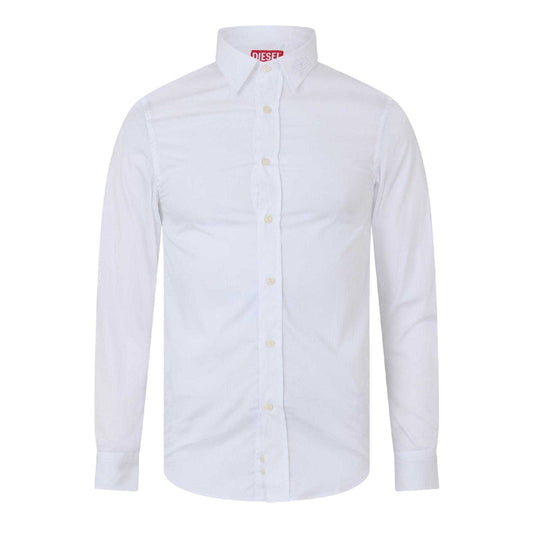 Bright White - Front - Diesel Mens Benny Plain Long-Sleeved Shirt