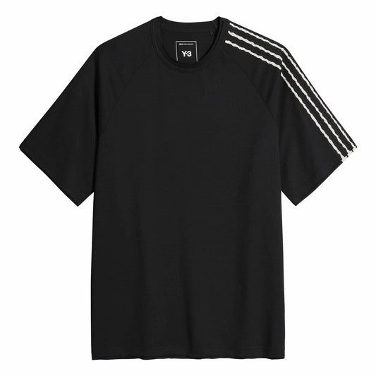 Black - Front - Y-3 Mens 3 Stripes Regular T-Shirt