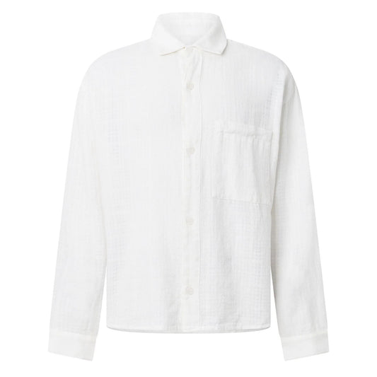Bone - Front - MKI MIYUKI ZOKU Mens Patterned Weave Loose Shirt