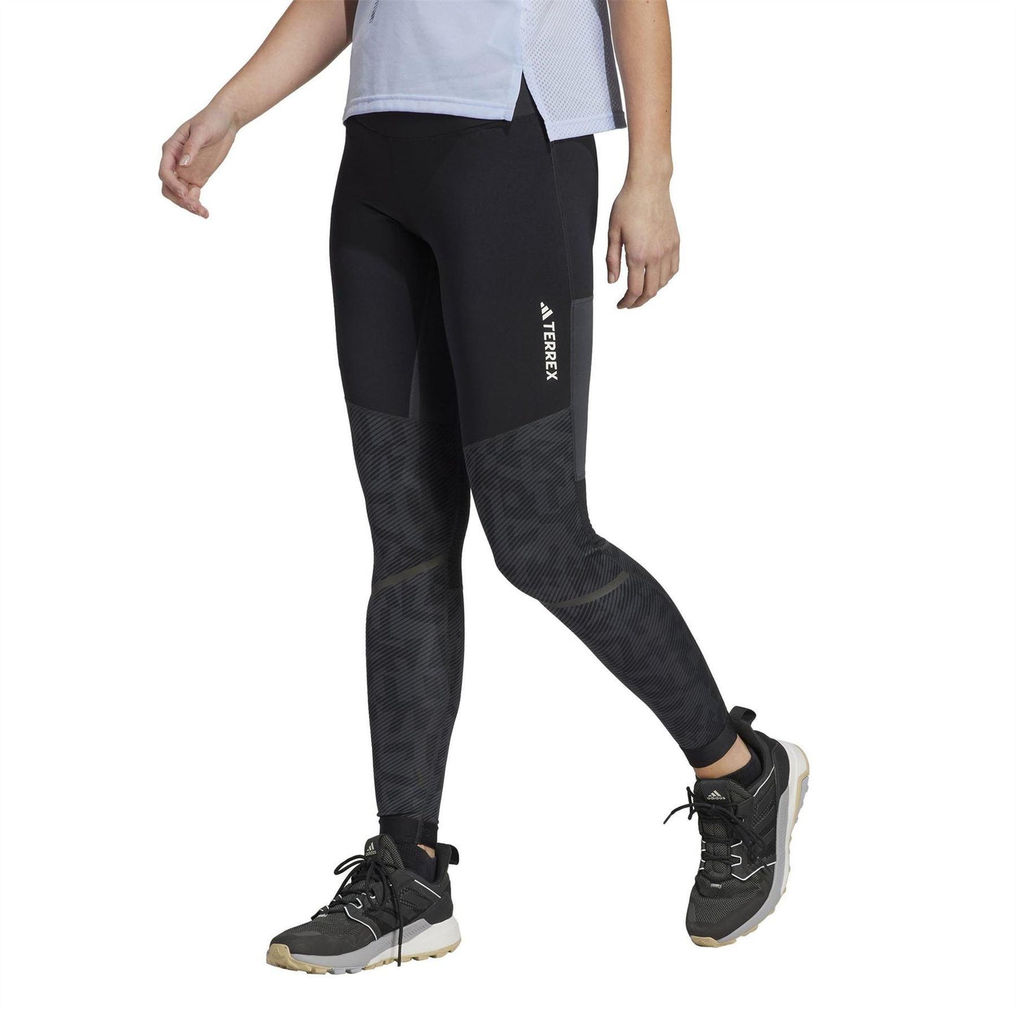 Carbon - Pack Shot - Adidas Womens-Ladies Agravic Trail Logo Running Tights