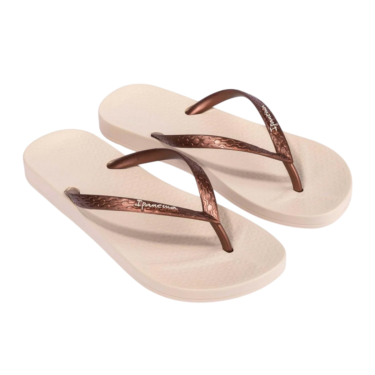 Beige-Black - Side - Ipanema Womens-Ladies Anatomical Moulded Footbed Flat Flip Flops