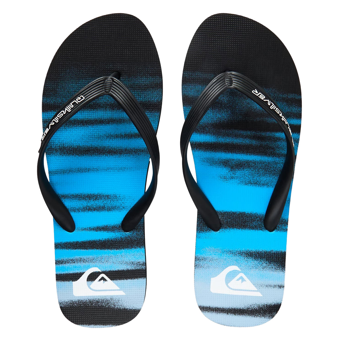 Black - Side - Quiksilver Mens Logo Flip Flops