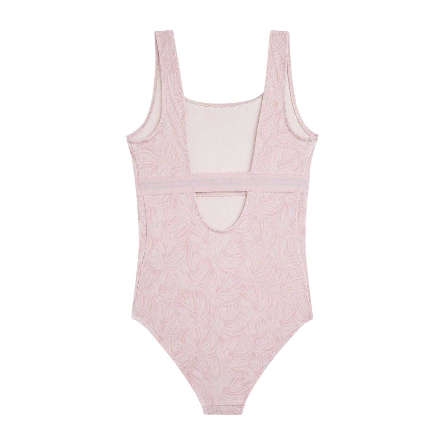 Palm Pink - Back - Tommy Hilfiger Girls Leaf Print One Piece Swimsuit