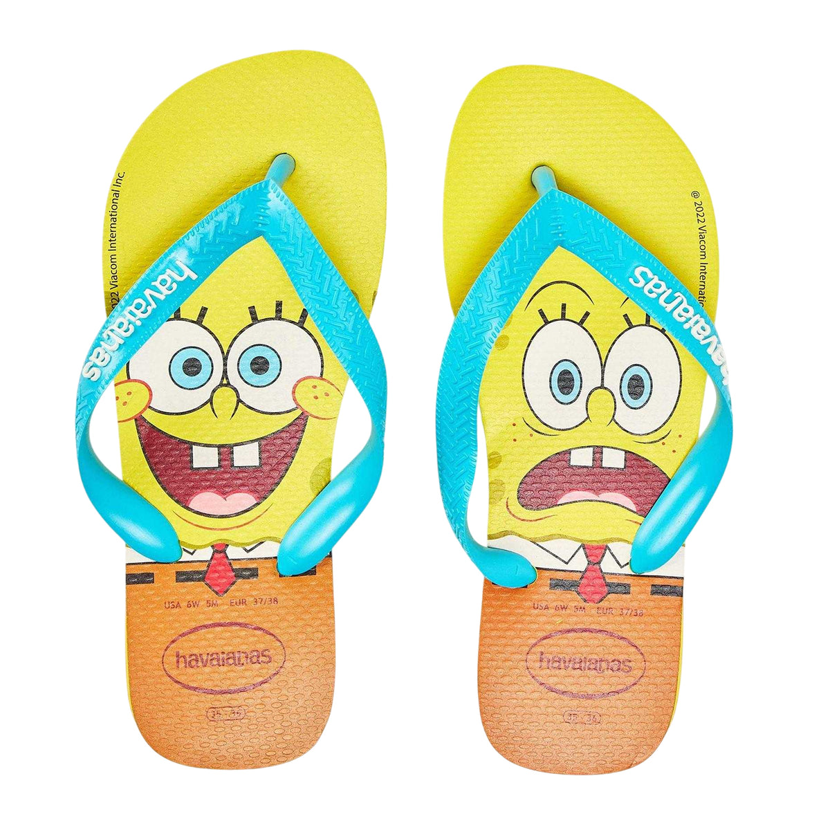 Multicoloured - Side - SpongeBob SquarePants Childrens-Kids Rubber Flip Flops