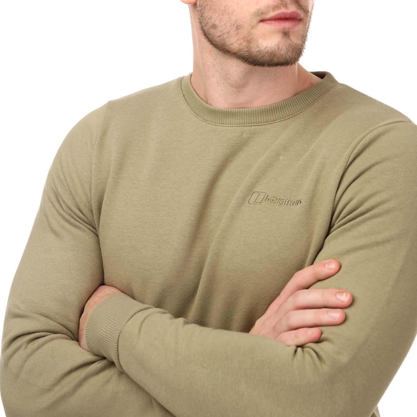 Green - Side - Berghaus Mens Logo Crew Neck Sweatshirt