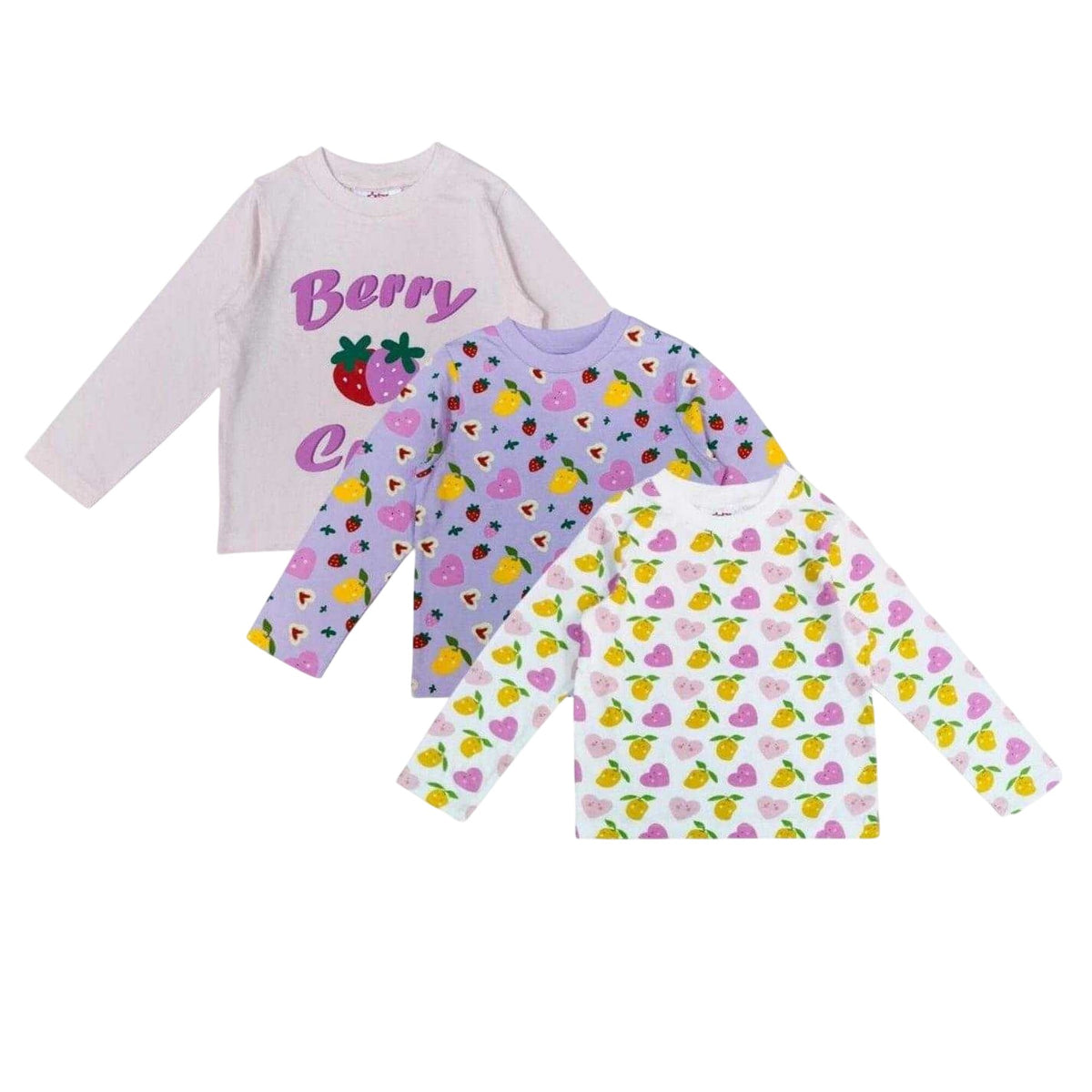 Multicoloured - Side - Star Girls Long Pyjama Set (Pack of 3)