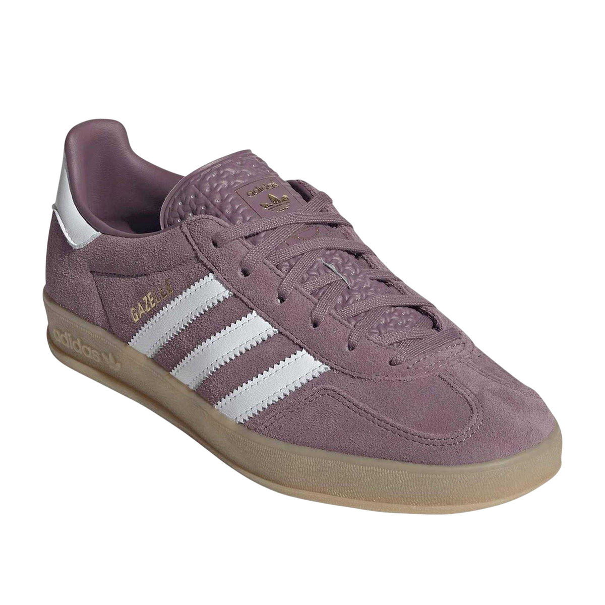 Fig-Cloud White-Gum - Pack Shot - Adidas Womens-Ladies Gazelle Indoo Suede Trainers