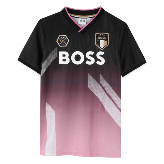 Black - Front - Boss Childrens-Kids Gradient Print Jersey